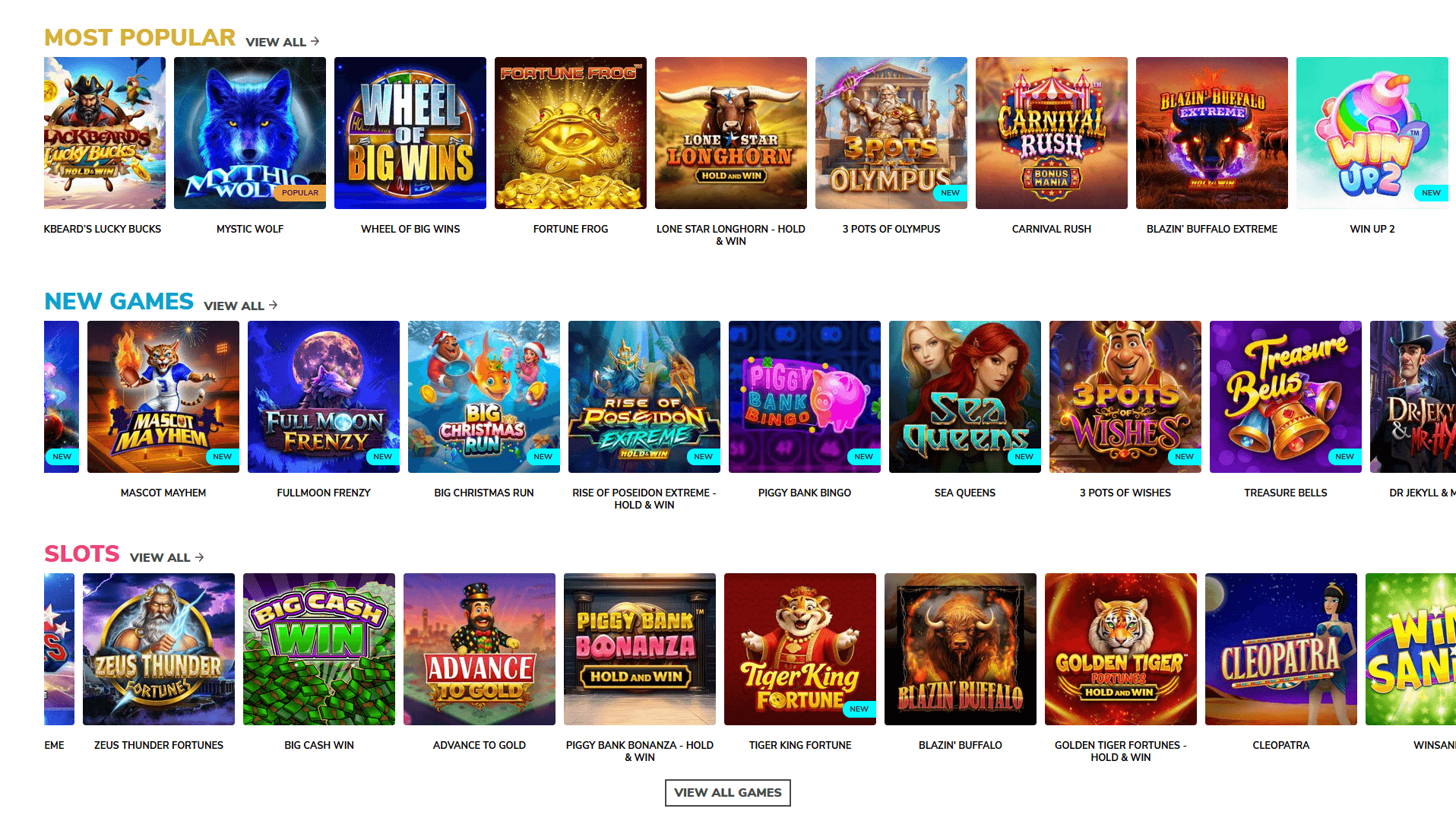 JacksPay Casino Popular Games - Mystic Wolf, Wheel of Big Wins, Fortune Frog, Lone Star Longhorn, Carnival Rush, Blazin Buffalo Extreme and more